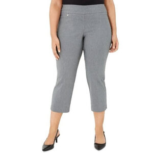 Alfani Plus Size 16W Tummy-Control Grey Capri Dress Pants NWT